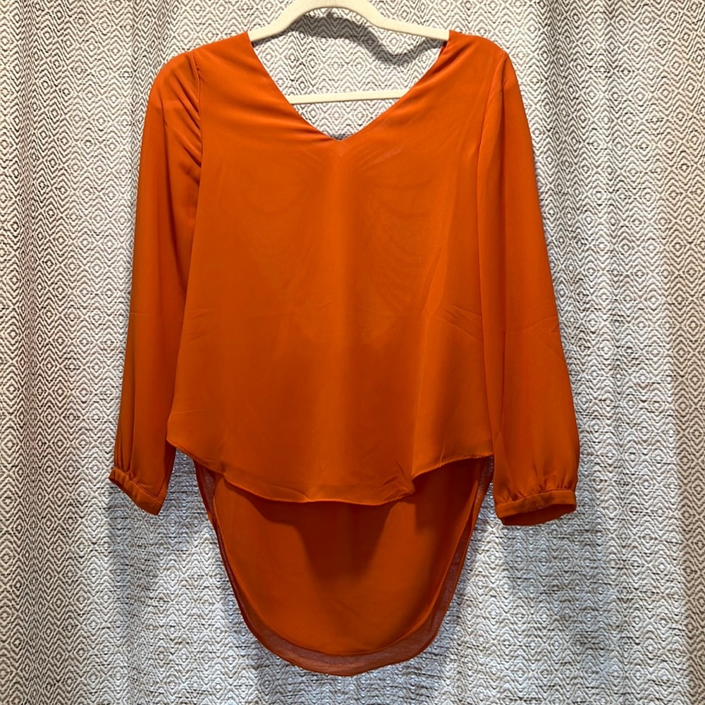 Long Sleeve Lightweight Orange Blouse